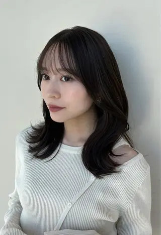 ミディアム カラー 佐藤 悠衣/透明感 カラー/似合わせ前髪のヘアスタイル