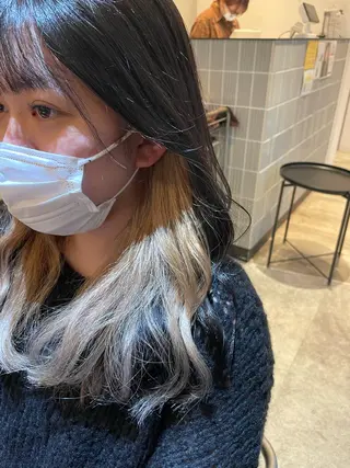 ロング 複雑履歴に対応ブリー チ無しダブルカラーのヘアスタイル