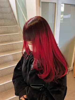 ロング カラー ヘアアレンジ レイヤー/髪質改善 縮毛/ハッシュカットのヘアスタイル