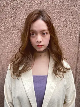セミロング カラー パーマ ヘアアレンジ 顔周りカット・相談 レイヤーも◎しずくのヘアスタイル