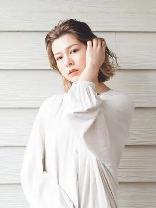 ミディアム 柳下 涼のヘアスタイル