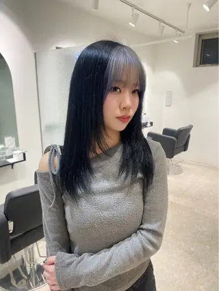 セミロング カラー 縮毛矯正／韓国ヘア AO俊介🌐のヘアスタイル