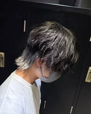 ミディアム カラー メンズ 【フェザーパーマ】 【縮毛矯正】鶴田文のヘアスタイル