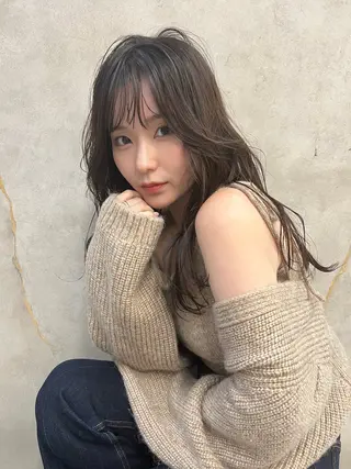 セミロング 韓国レイヤーカット/ 縮毛矯正/羽田航のヘアスタイル