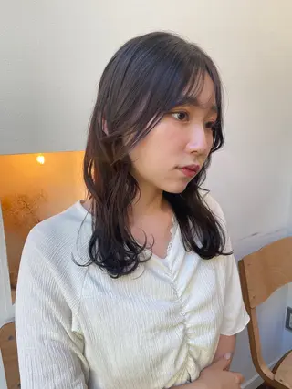 ミディアム カラー 抜け感ボブ×パーマ |kazaneのヘアスタイル