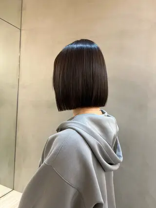 ショート カラー レイヤーボブ縮毛矯正 韓国RINAのヘアスタイル