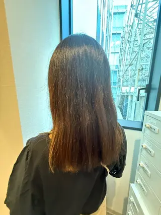 セミロング 韓国風束感まつエク/ 艶カラーくるみのヘアスタイル