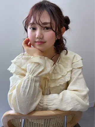 セミロング カラー 駒場 まといのヘアスタイル