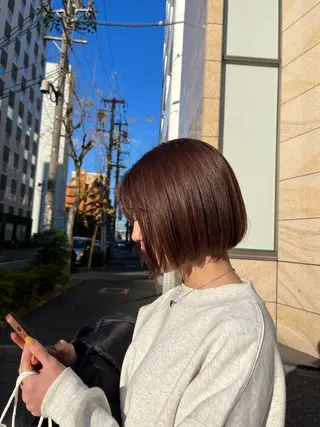 ミディアム カラー 暖色ボブ 🍊rikakoのヘアスタイル