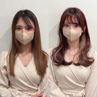 ロング 🌹ハッシュカット、 レイヤー韓国ヘア🌹のヘアスタイル