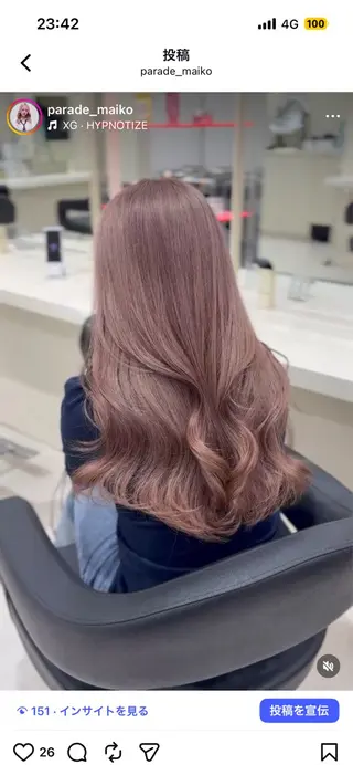 ロング カラー ヘアアレンジ 韓国レイヤー＆ピンク 艶髪🩶maikoのヘアスタイル