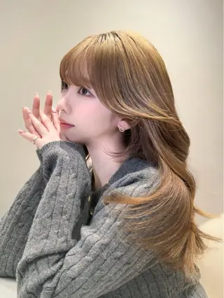 ミディアム カラー 韓国ヘア/レイヤー/ 顔まわり/りょーとのヘアスタイル