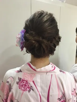 ロング カラー ヘアアレンジ きむえり/髪質改善 /うねり広がり改善のヘアスタイル