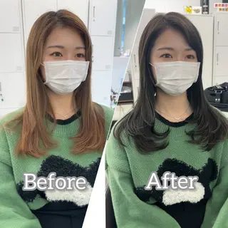 ミディアム カラー ブリーチなし/レイヤ ー特化🌈Tommyのヘアスタイル