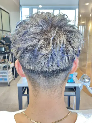 ショート メンズ カラー メンズパーマ/ メンズカット/タクヤのヘアスタイル