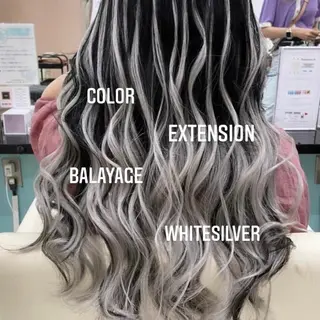 ロング カラー エクステ🩵ブリーチ 韓国ヘア🩵KAEのヘアスタイル