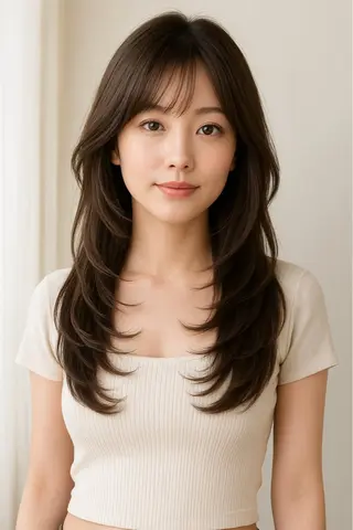 セミロング カラー パーマ ヘアアレンジ メンズ 🦋韓国レイヤー｜ 透明感グレージュ🦋のヘアスタイル