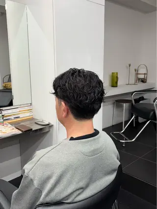ミディアム パーマ メンズ 【ヤマザキアヤメ】 艶カラー/縮毛矯正のヘアスタイル