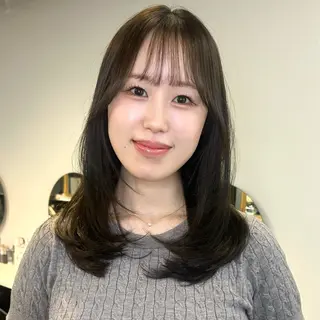 セミロング カラー ヘアアレンジ レイヤーカット×髪質 改善🇰🇷シオリのヘアスタイル