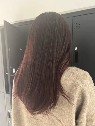 セミロング カラー 暗髪カラー🫐パーマ おくだりんかのヘアスタイル
