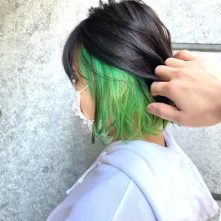 ミディアム カラー 癖毛救済✂️ボブ /髪質改善ストレートのヘアスタイル