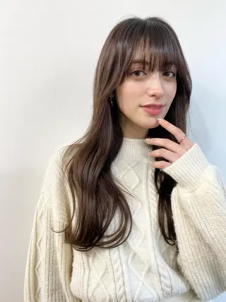 ロング カラー パーマ ヘアアレンジ メンズ キッズ マツエク・マツパ アイブロウ 韓国風×透明感カラー 髪質改善オタベシンヤのヘアスタイル