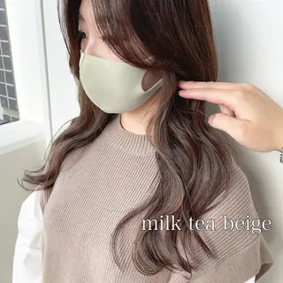 セミロング カラー ハイトーンイヤ リングカラー清水隆央のヘアスタイル