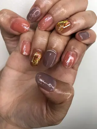 ネイル mana 暖色カラーカットのヘアスタイル