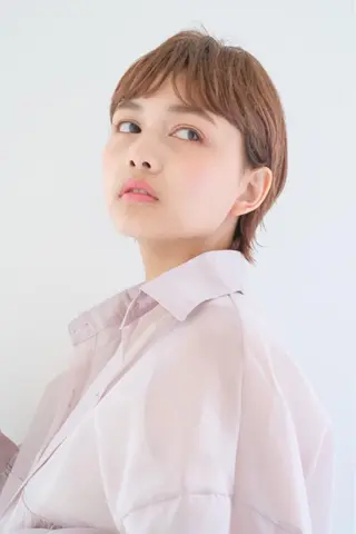 ショート カラー ヘアアレンジ オリーブ透明感カラー 表参道/MIKUのヘアスタイル