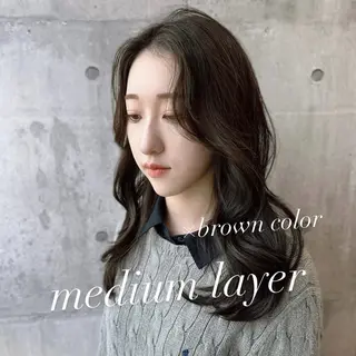 ミディアム カラー 韓国𝐻𝑎𝑖𝑟 🇰🇷🖤ハラのヘアスタイル