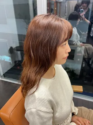 セミロング 土田かほ/本日🈳 透明感カラー🍃のヘアスタイル