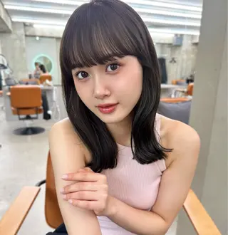 ミディアム 盛れる顔周り /透明感/かりん🎀のヘアスタイル