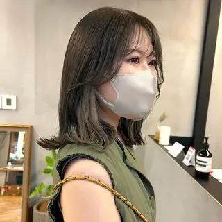 ミディアム カラー パーマ ヘアアレンジ メンズ キッズ ネイル マツエク・マツパ アイブロウ 前川 朋香のヘアスタイル