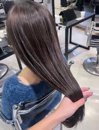 セミロング カラー パーマ ヘアアレンジ 透明感/オリーブ/ グレージュ/YUKAのヘアスタイル