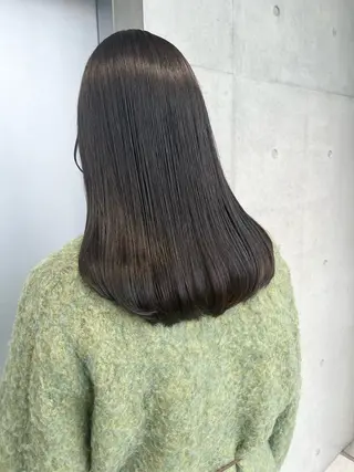 ロング カラー パーマ ヘアアレンジ 透明感/オリーブ/ グレージュ/YUKAのヘアスタイル