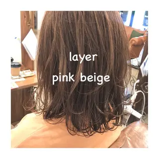 ミディアム カラー ヘアアレンジ ゆさこのか ダブルカラー／縮毛のヘアスタイル
