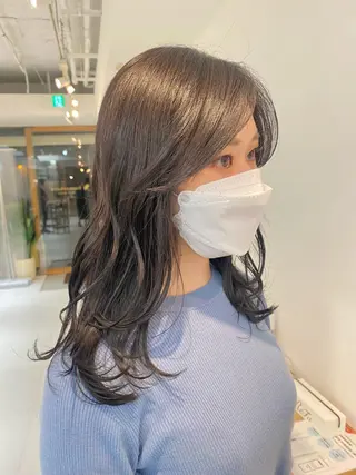 セミロング カラー 安永 涼のヘアスタイル