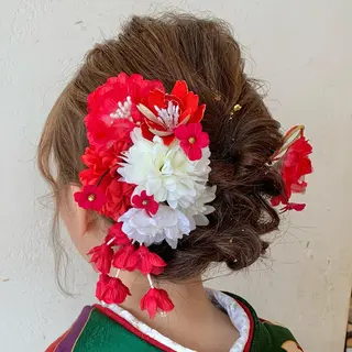 ミディアム ヘアアレンジ 近鉄奈良 カラー　うのさくらのヘアスタイル