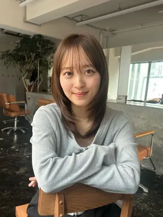 ミディアム 透明感カラー/顔周り カット/ののか💞のヘアスタイル