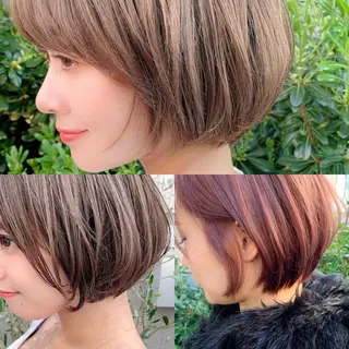 ショート カラー パーマ 大人かわいい💍🤍 ボブ/ショートボブのヘアスタイル