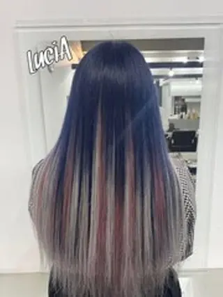 ロング ヘアアレンジ カラー LuciAエクステ カラー3000セラのヘアスタイル