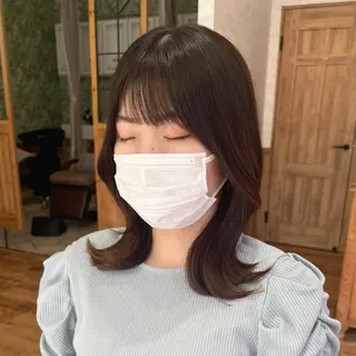 ミディアム 顔周りカット/透明感 カラー🤍大塚蛍のヘアスタイル