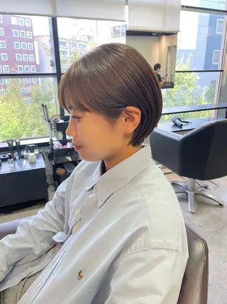 ショート カラー 韓国/レイヤーカット 顔周り/廣瀬達哉のヘアスタイル