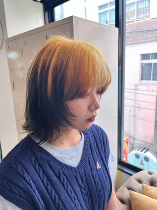 ミディアム カラー ハイトーンを育てる ブリーチカラー/牧原のヘアスタイル