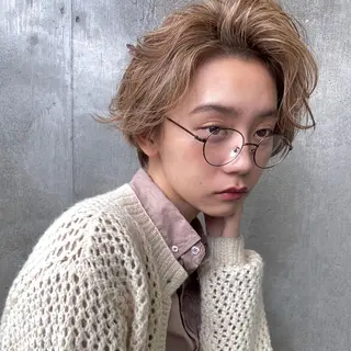 ショート カラー パーマ 【ダメージレス施術】 【透明感】北村 拓也のヘアスタイル