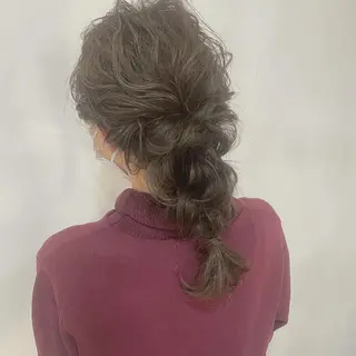 ミディアム ヘアアレンジ 梅田/赤み消しカラー /顔まわりcut🤍のヘアスタイル