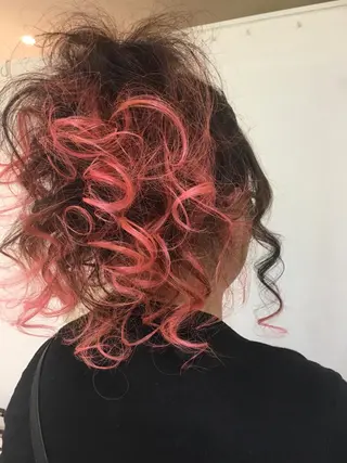 ロング カラー ヘアアレンジ きむえり/髪質改善 /うねり広がり改善のヘアスタイル