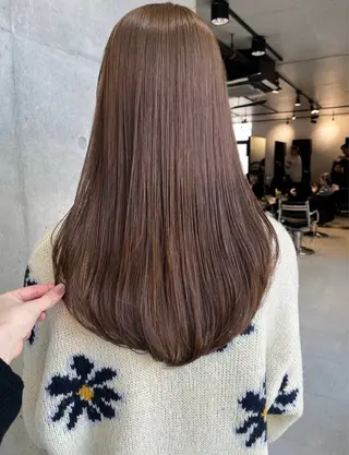 ロング カラー パーマ ヘアアレンジ 透明感/オリーブ/ グレージュ/YUKAのヘアスタイル