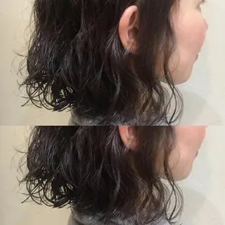 ミディアム カラー パーマ まなべ さくらのヘアスタイル