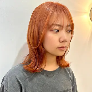 ミディアム カラー ショート/ウルフ ハイトーン/カイセイのヘアスタイル